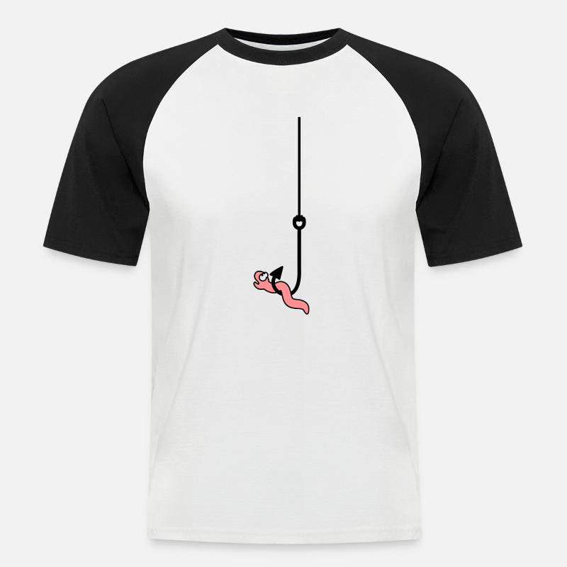 Worm On The Hook - Men's Baseball T-Shirt - white/black