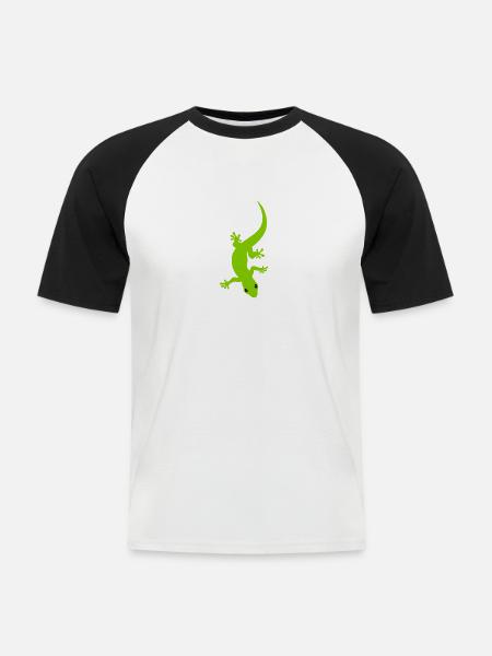 Gecko - Männer Baseball-T-Shirt - Weiß/Schwarz