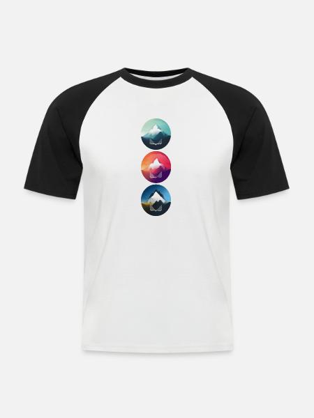 Mountain Landscape Geometric Art - Men's Baseball T-Shirt - white/black