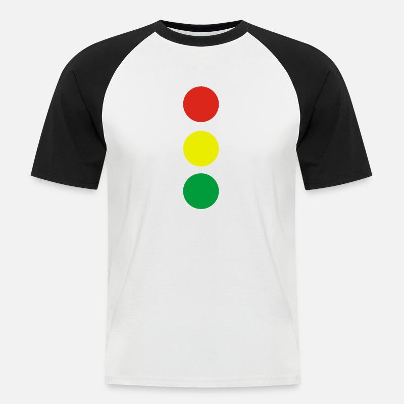 Ampel - Männer Baseball-T-Shirt - Weiß/Schwarz
