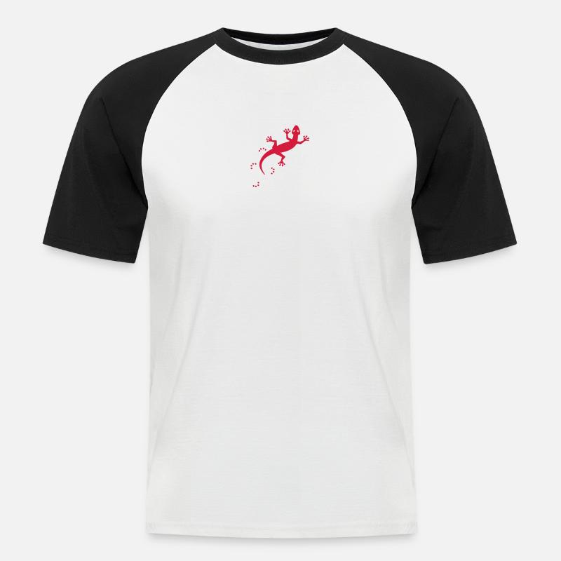 gecko_1 - Männer Baseball-T-Shirt - Weiß/Schwarz