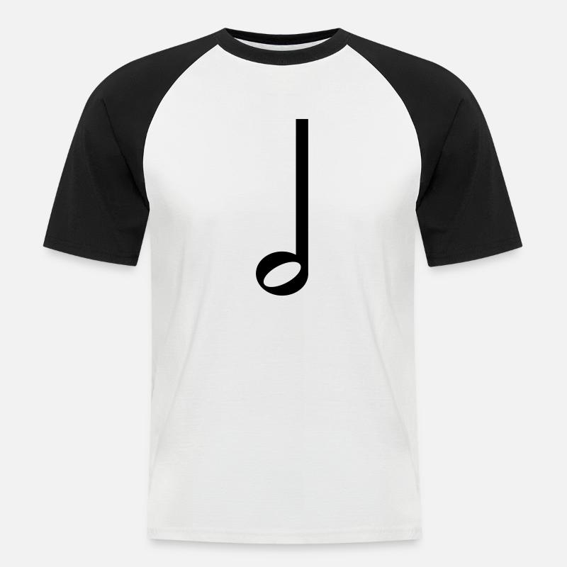 Halbe Note Musik Symbol - Männer Baseball-T-Shirt - Weiß/Schwarz