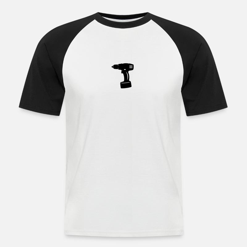 Akkuschrauber - Männer Baseball-T-Shirt - Weiß/Schwarz