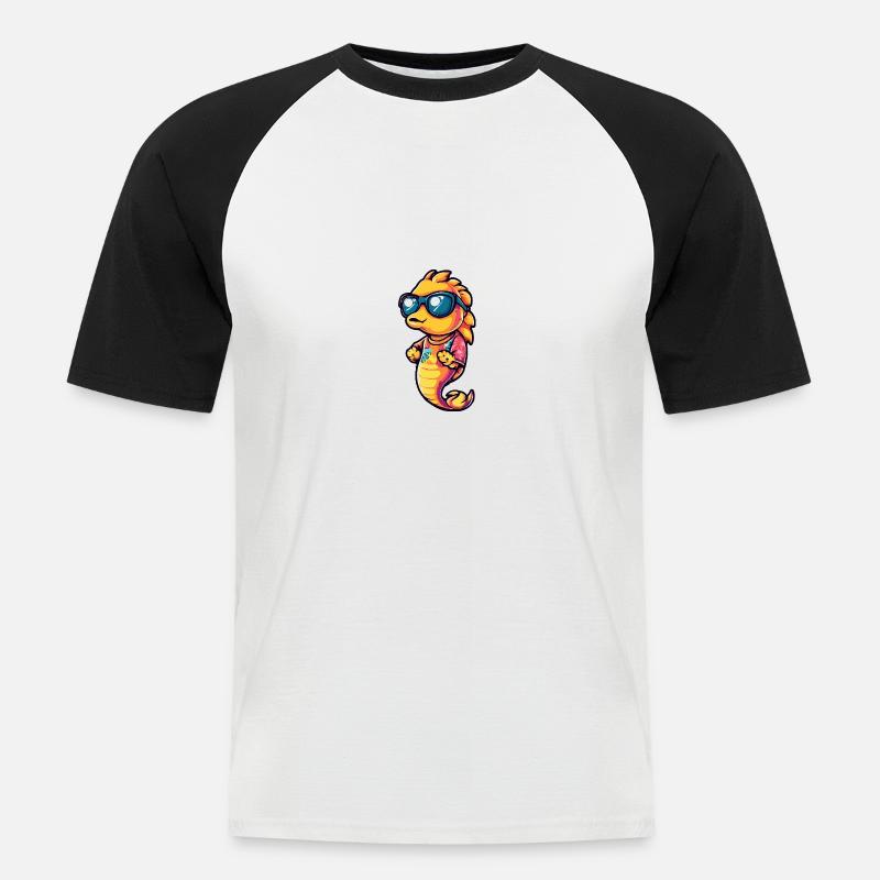Seahorse Cool Summer - Men's Baseball T-Shirt - white/black