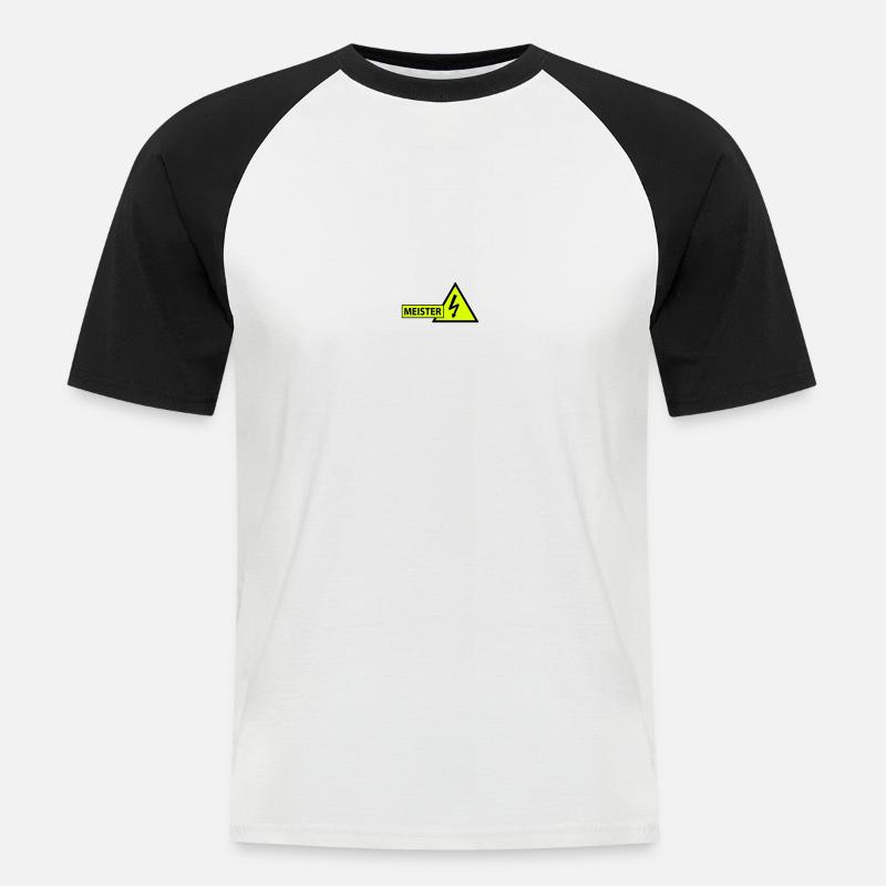(2_meister_elektro) - Männer Baseball-T-Shirt - Weiß/Schwarz