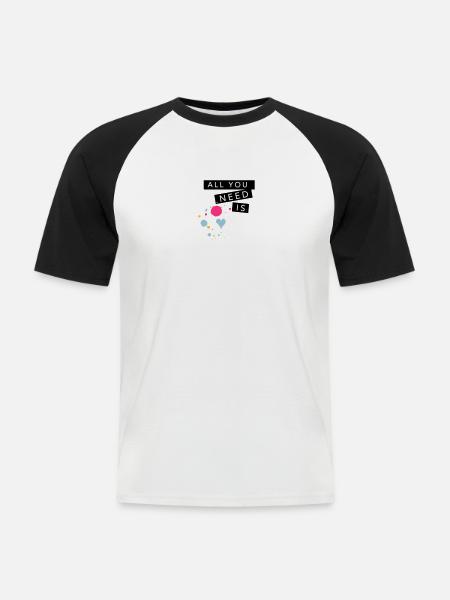 Farbkleckse,Tropfen und Herz - Männer Baseball-T-Shirt - Weiß/Schwarz