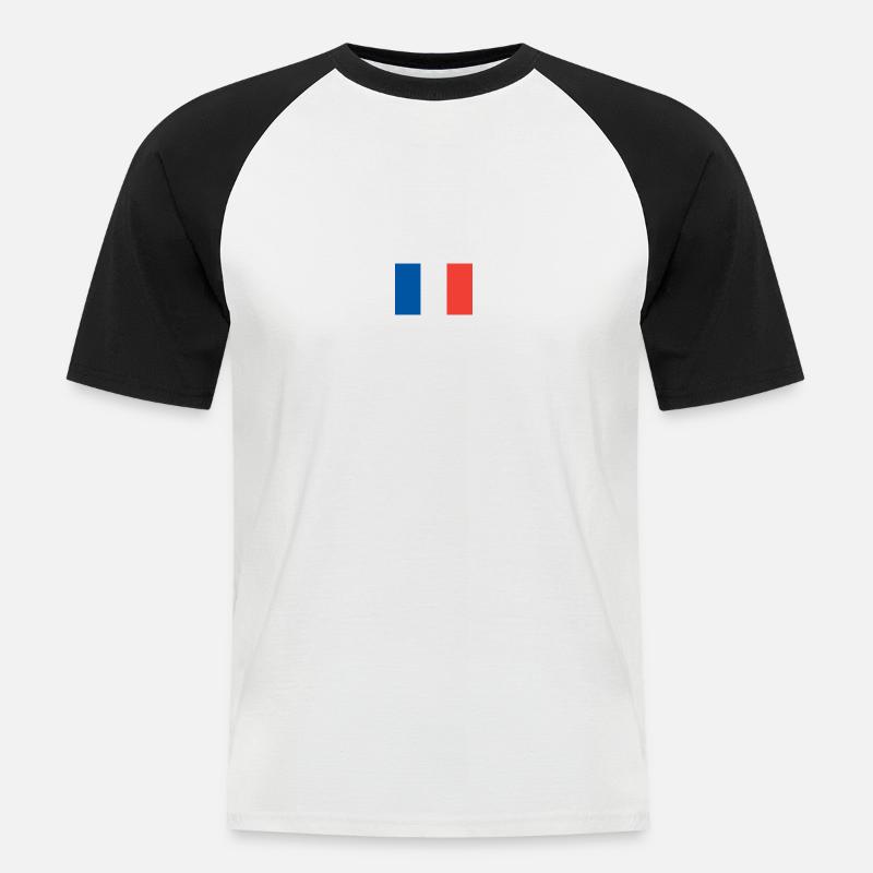 Frankreich, Flagge - Männer Baseball-T-Shirt - Weiß/Schwarz