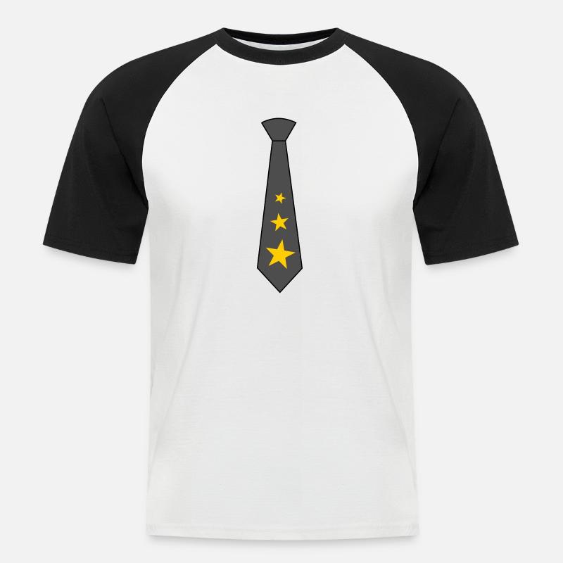 Krawatte mit Sternen - Männer Baseball-T-Shirt - Weiß/Schwarz