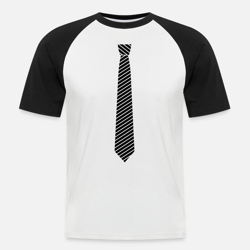 gestreifte Krawatte / Schlips - Männer Baseball-T-Shirt - Weiß/Schwarz