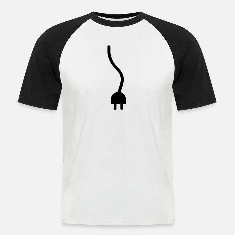 Kabel - Männer Baseball-T-Shirt - Weiß/Schwarz