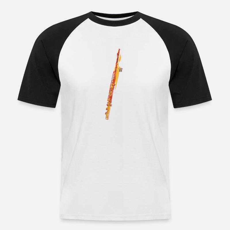 Querflöte - Männer Baseball-T-Shirt - Weiß/Schwarz