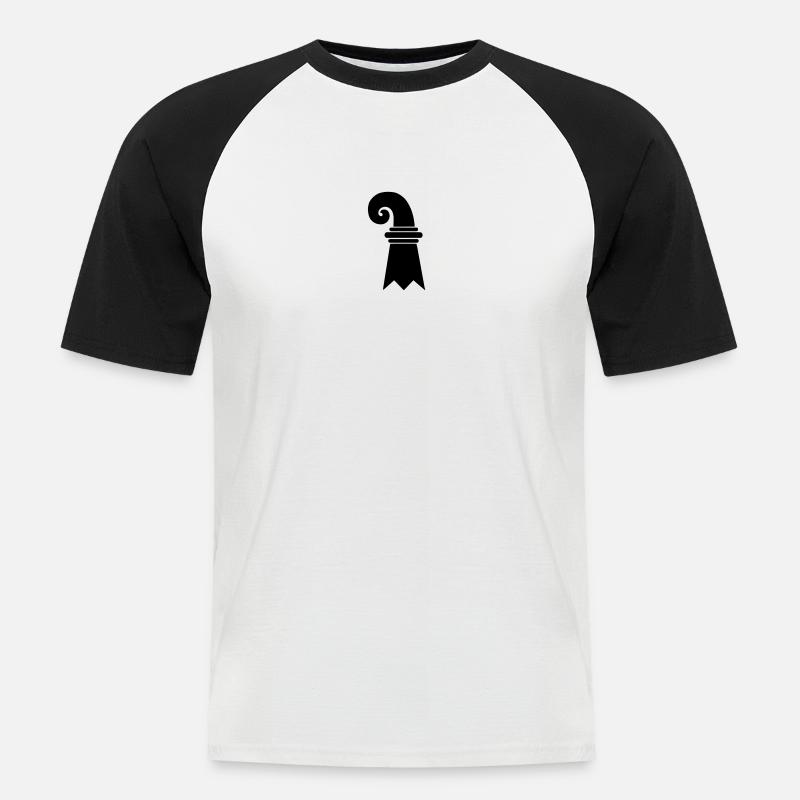 Baslerstab - Männer Baseball-T-Shirt - Weiß/Schwarz