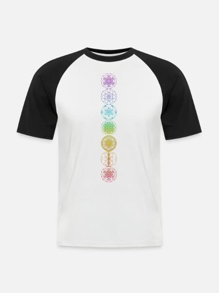 Sacred Geometry 7 Chakras Spiritual Art - Men's Baseball T-Shirt - white/black
