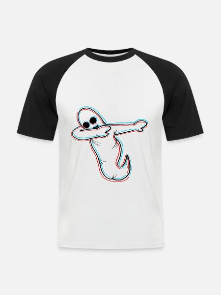 dabbing ghost Halloween - Men's Baseball T-Shirt - white/black