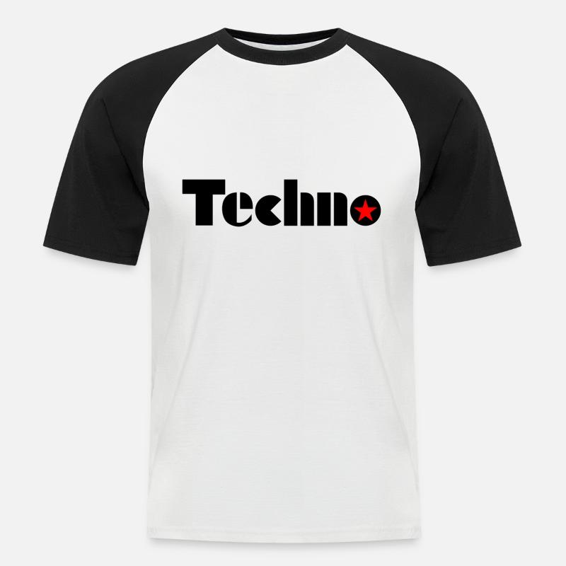 Techno - Techno music - Männer Baseball-T-Shirt - Weiß/Schwarz
