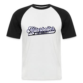 Mitarbeiter des Monat | Farben änderbar - Männer Baseball-T-Shirt - Weiß/Schwarz - Vorne - Nik (191cm)