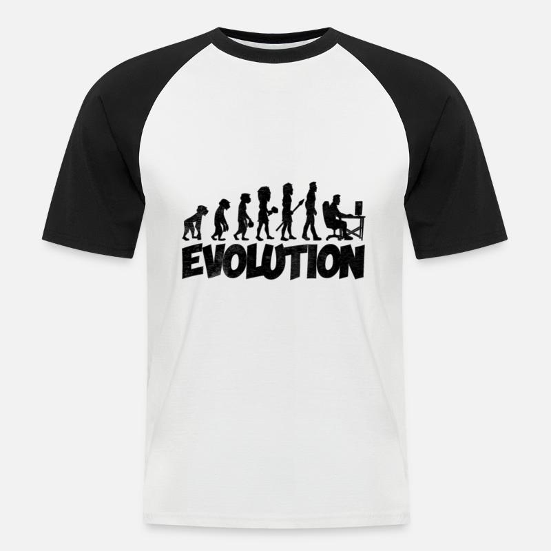 Computer Nerd Evolution - Männer Baseball-T-Shirt - Weiß/Schwarz