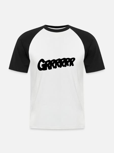 grrr - T-shirt baseball manches courtes Homme - blanc/noir