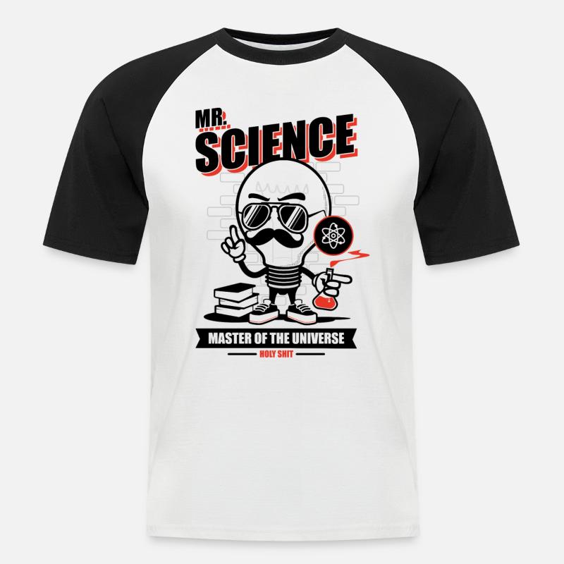mr sience - Männer Baseball-T-Shirt - Weiß/Schwarz