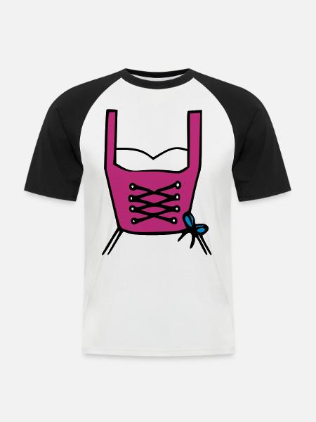 Dirndl - Männer Baseball-T-Shirt - Weiß/Schwarz