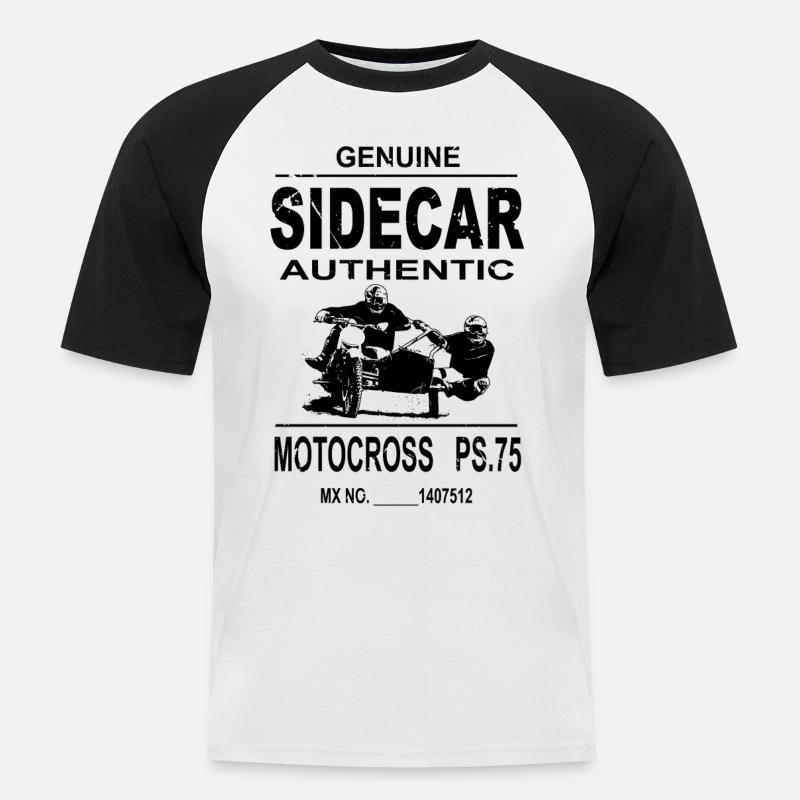 Sidecar Moto Cross - Männer Baseball-T-Shirt - Weiß/Schwarz