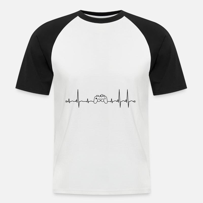 ecg controller pulse - Men's Baseball T-Shirt - white/black