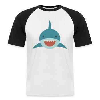 Cute shark - Men's Baseball T-Shirt - white/black - Front - Nik (191cm)