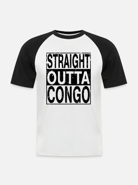 Kongo Straight outta Kongo - Männer Baseball-T-Shirt - Weiß/Schwarz