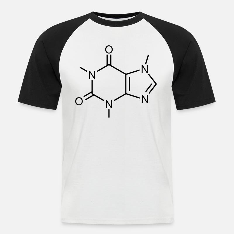 Caffeine molecule structural formula - Men's Baseball T-Shirt - white/black