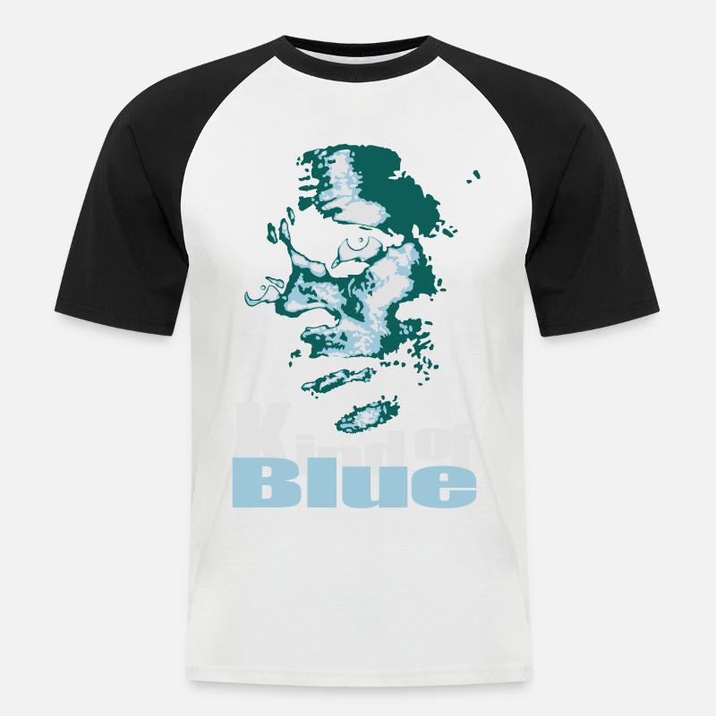 Blauer Jazz Flex - Männer Baseball-T-Shirt - Weiß/Schwarz