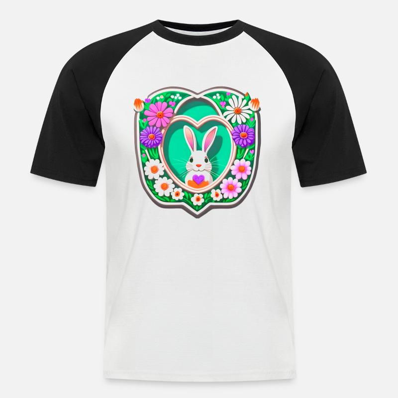 Easter Bunny Easter Bunny Flowers - Men's Baseball T-Shirt - white/black