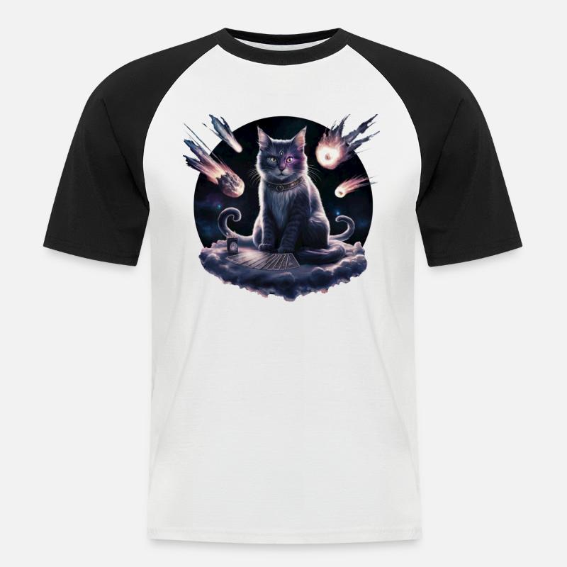 Kitku der Hellseher - Männer Baseball-T-Shirt - Weiß/Schwarz