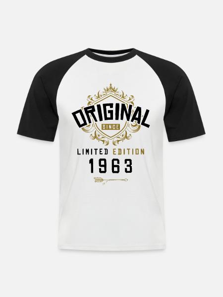 1963 limited edition birthday - Men's Baseball T-Shirt - white/black