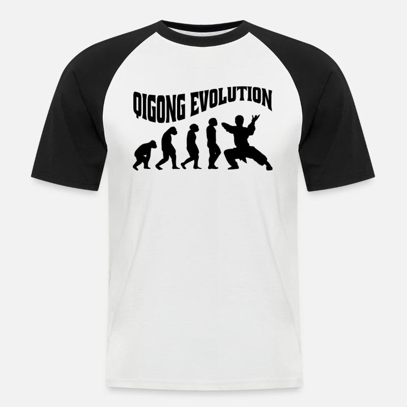 Qi-Gong Chigong Meditation Thai-Chi Evolution - Männer Baseball-T-Shirt - Weiß/Schwarz