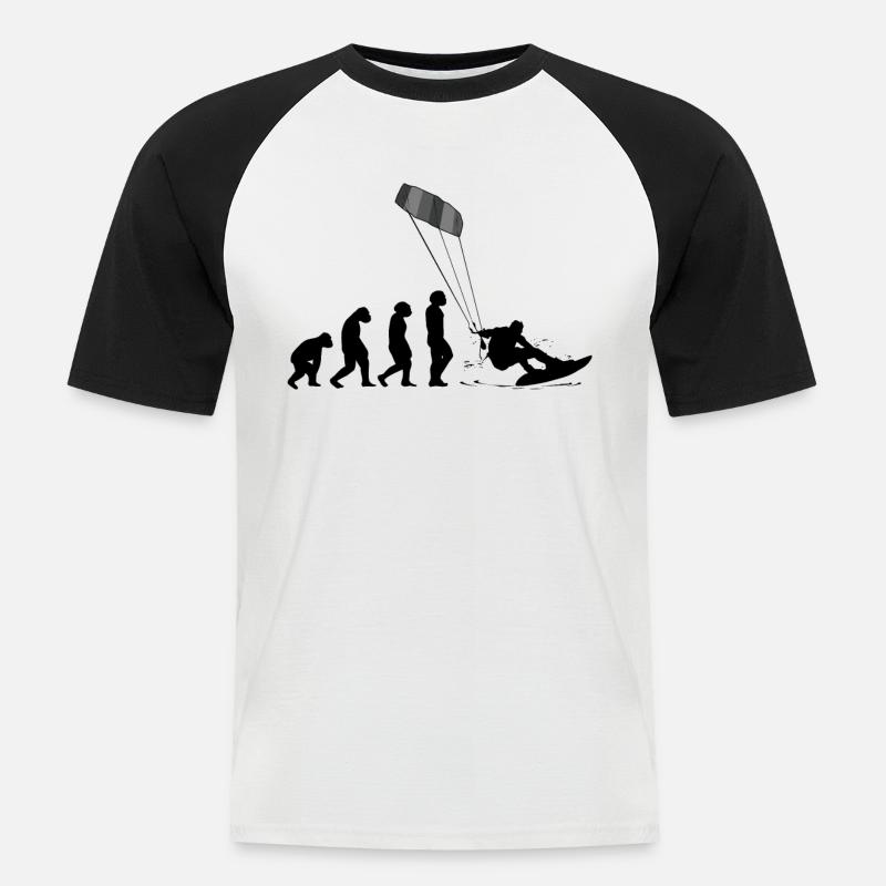 Kitesurf Kiteboard Kitesurfen Kite-Surf Evolution - Männer Baseball-T-Shirt - Weiß/Schwarz