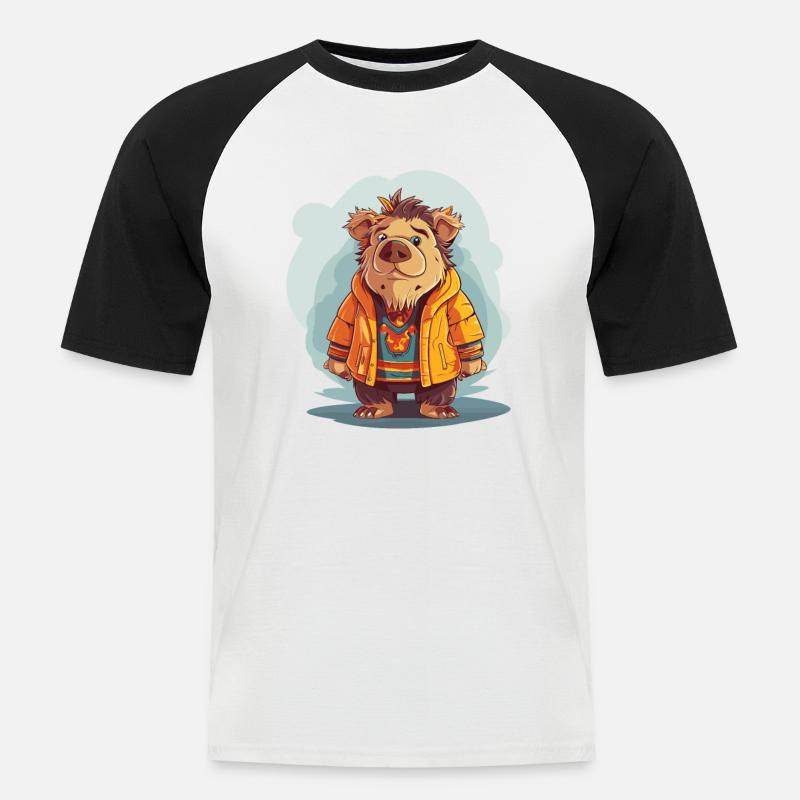 Wild boar - Men's Baseball T-Shirt - white/black