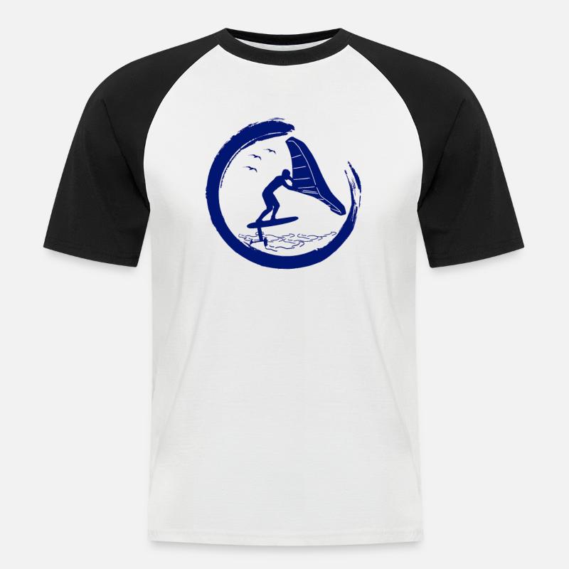 Wingfoil-Surfer Wingfoiling Hydrofoil Wing-Foiling - Männer Baseball-T-Shirt - Weiß/Schwarz