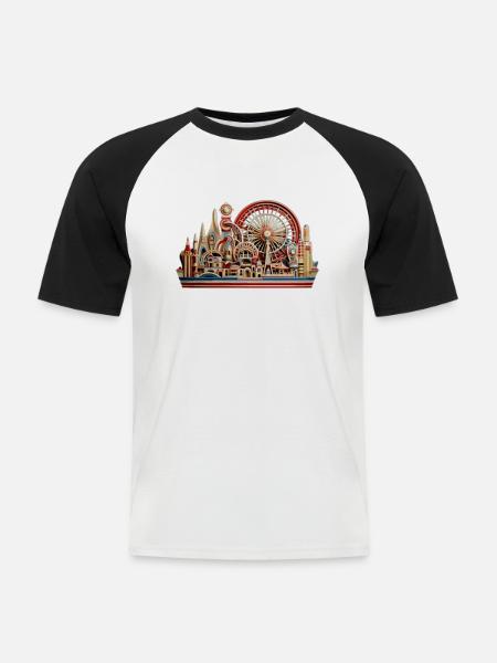 Freizeitpark Jahrmarkt Rummelplatz Volksfest - Männer Baseball-T-Shirt - Weiß/Schwarz