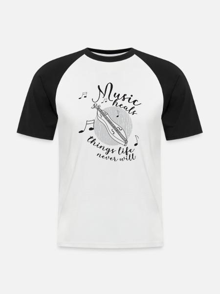 Dulcimer-Musiker Zupfinstrument Hammered Dulcimer - Männer Baseball-T-Shirt - Weiß/Schwarz