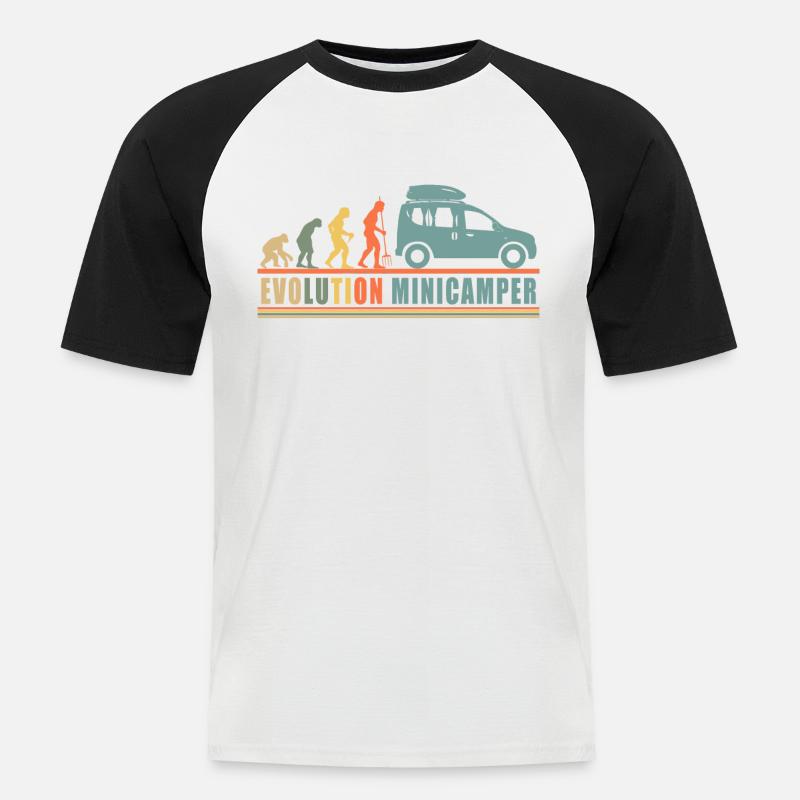 Evolution Minicamper Camping-Camper Microcamper - Männer Baseball-T-Shirt - Weiß/Schwarz