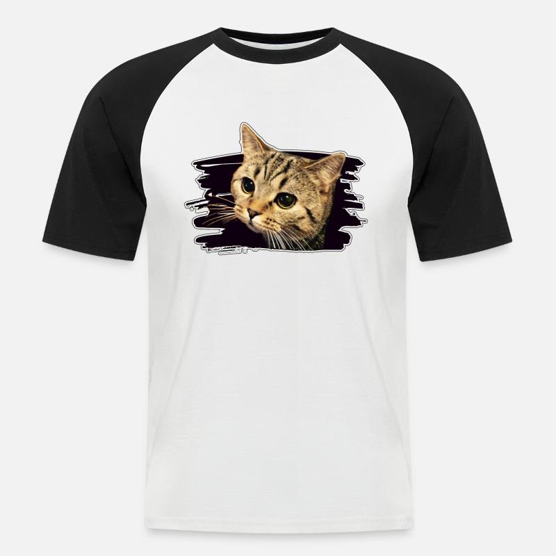 Bkh katze - Männer Baseball-T-Shirt - Weiß/Schwarz