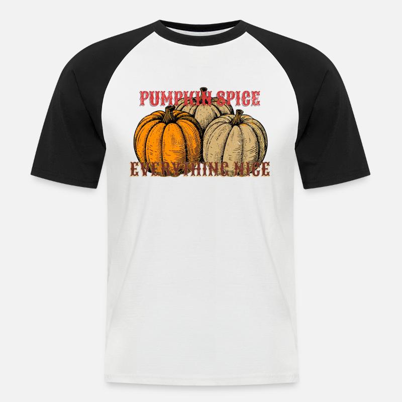 Pumpkin Spice Everything Nice - Männer Baseball-T-Shirt - Weiß/Schwarz