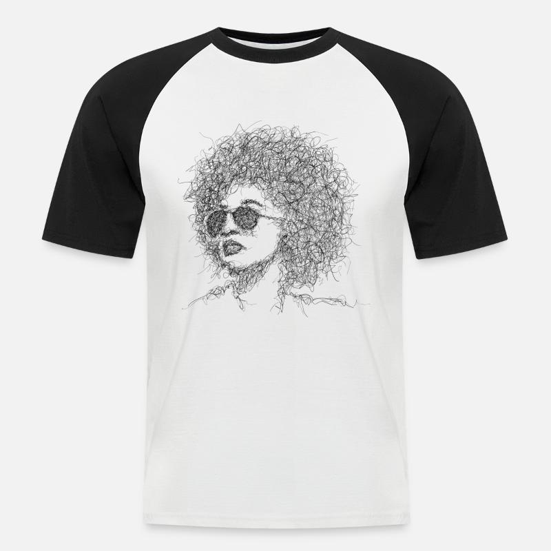 Afro Scribble - Männer Baseball-T-Shirt - Weiß/Schwarz