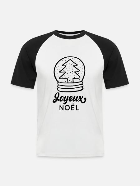Joyeux Noël - T-shirt baseball manches courtes Homme - blanc/noir