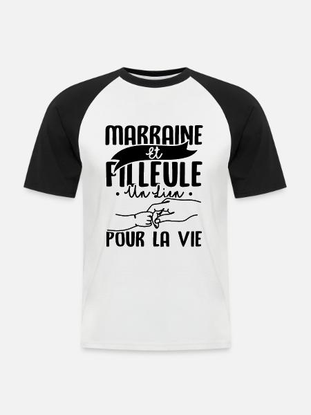 Marraine et filleule - T-shirt baseball manches courtes Homme - blanc/noir