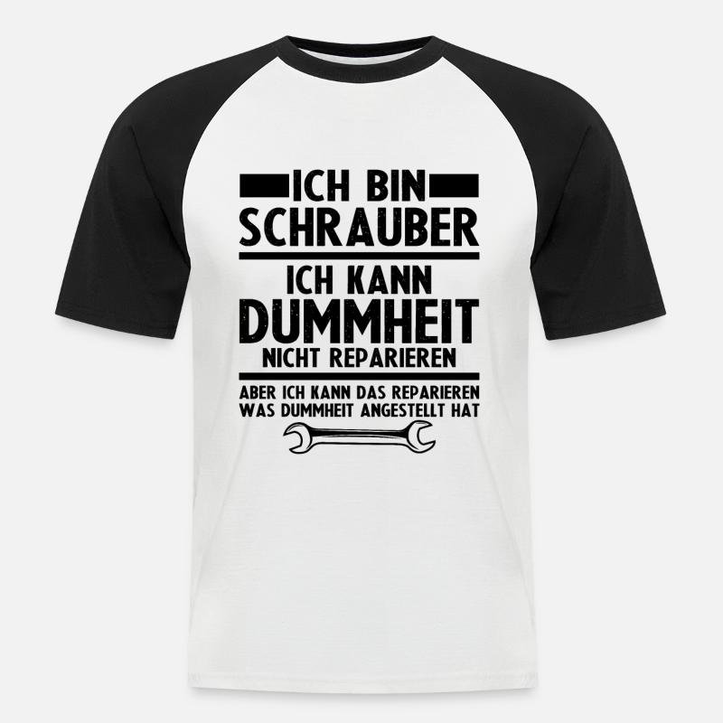 Ich bin schrauber - Männer Baseball-T-Shirt - Weiß/Schwarz