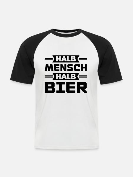 Halb mensch halb bier - Männer Baseball-T-Shirt - Weiß/Schwarz