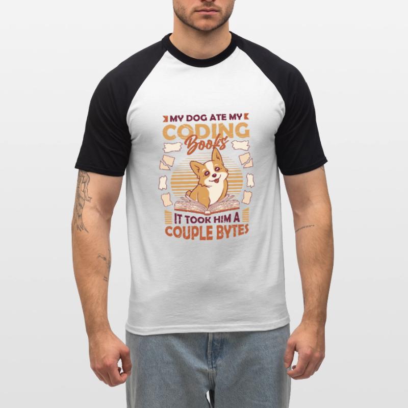 Dog Bytes Code Computer Joke Programmation T-shirt baseball manches courtes Homme