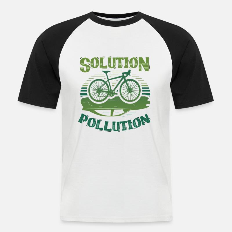 Polution Solution Environmental Protection Cycling - Men's Baseball T-Shirt - white/black