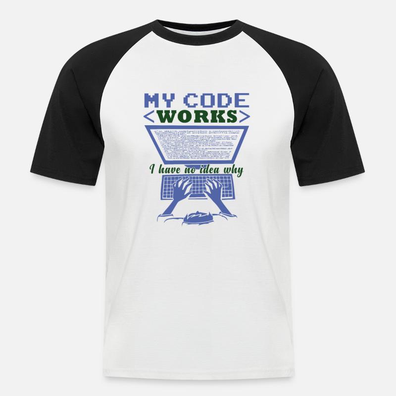 Funny Code Joke Coding - Men's Baseball T-Shirt - white/black